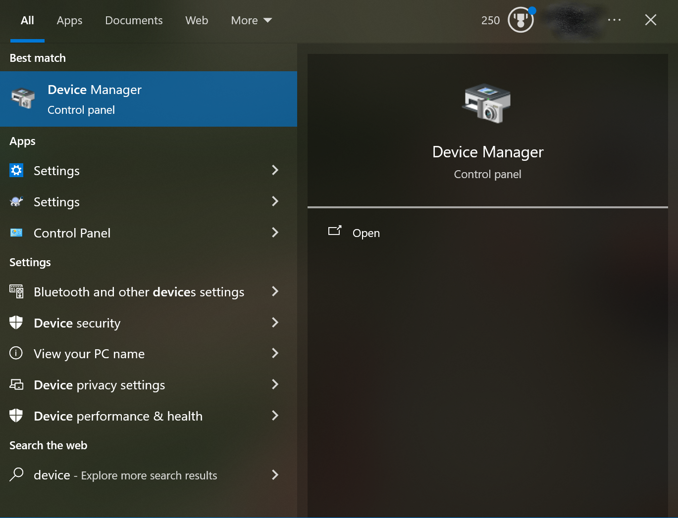 Device Manager search