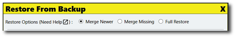 Restore options